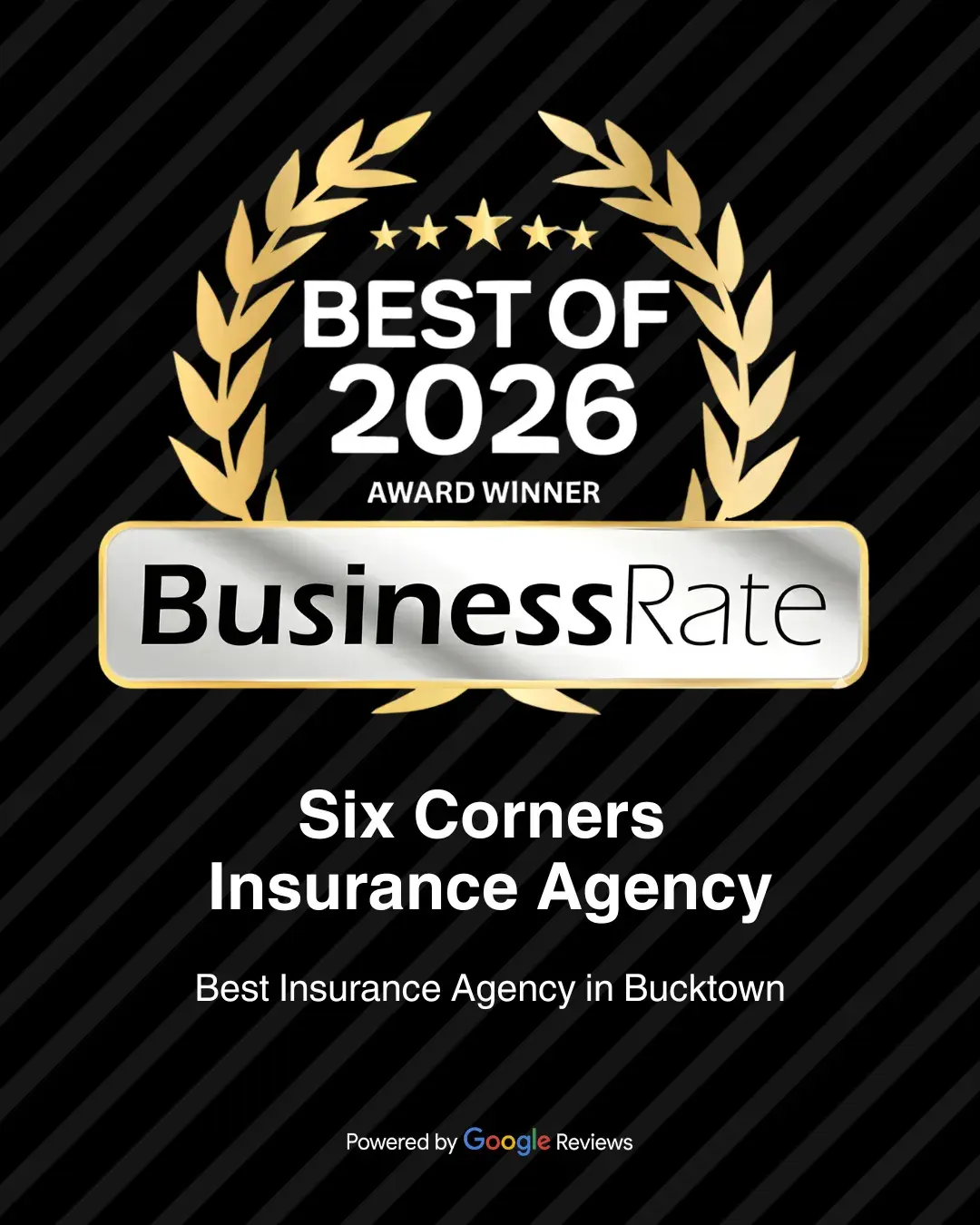 Best of 2026 Award Winner — Best Insurance Agency in Bucktown, powered by Google Reviews